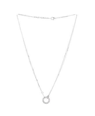  2 Diamonds Love Pendant Necklace 18K White Gold with Diamonds, 16.25"