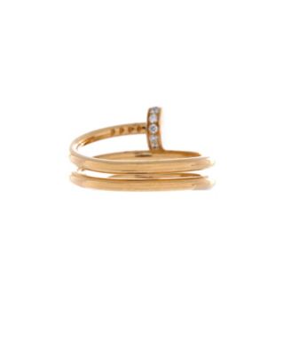  Small Juste un Clou Double Ring 18K Gold and Diamonds