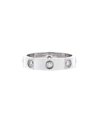  Love Wedding Band 8 Diamonds Ring 18K White Gold with Diamonds