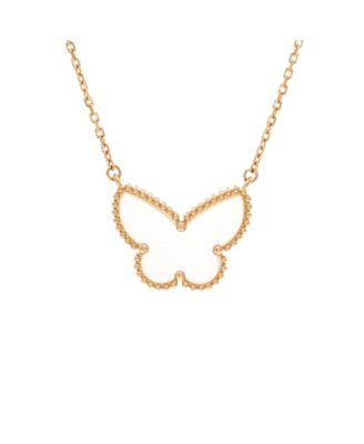 Lucky Alhambra Butterfly Pendant Necklace 18K Gold with Mother of Pearl, 16.75"