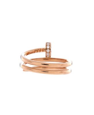  Small Juste un Clou Paved Double Ring 18K Rose Gold and Diamonds