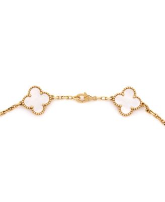  Vintage Alhambra 10 Motifs Necklace 18K Gold and Mother of Pearl, 17"