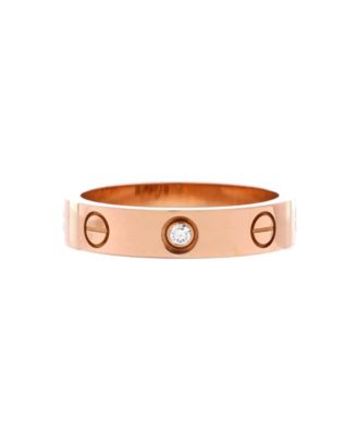  Love Wedding Band 1 Diamond Ring 18K Rose Gold with Diamond