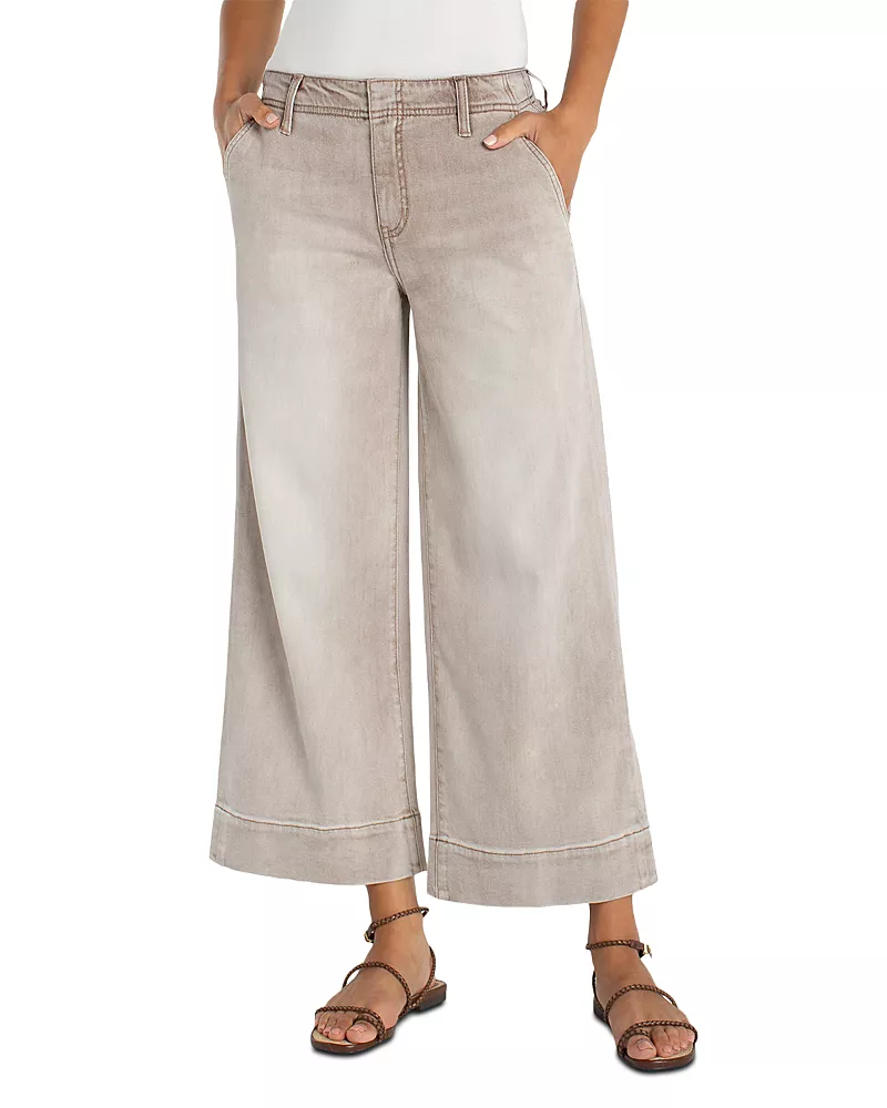Liverpool Los Angeles Weekender High Rise Crop Wide Jeans in Antique Khaki