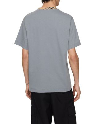 Check Trim Cotton Tee Shirt