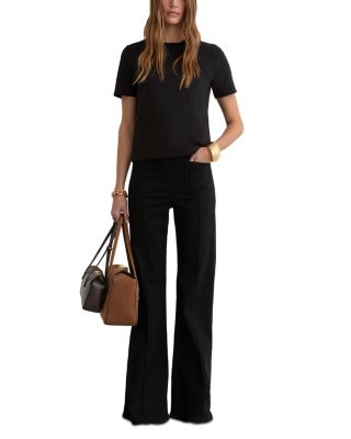 Plain Ribbed Neck T Shirt