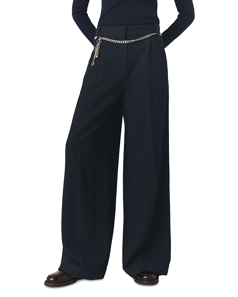 Maje Padeiry Tweed Wide Leg Pants