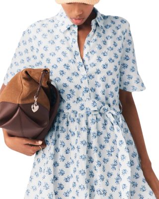 Short Patterned Linen-Blend Dress