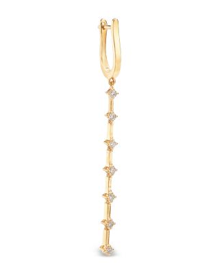 Diamond Linear Station Drop Earrings in 14K Yellow Gold, 0.37 tcw