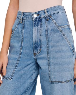 Fade Wide Straight Leg Jeans in Blue Jean