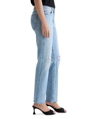 Sandra Low Rise Straight Jeans in Soft Focus Destructed