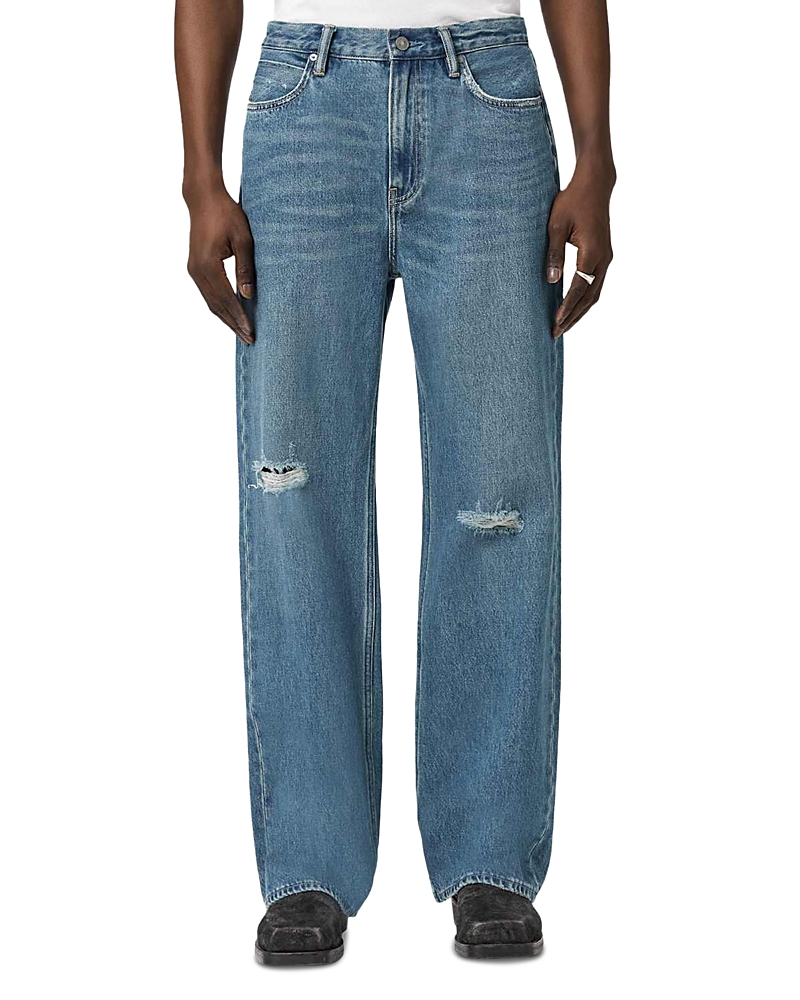 Allsaints Lenny Wide Fit Jeans in Destroy Mid Indigo