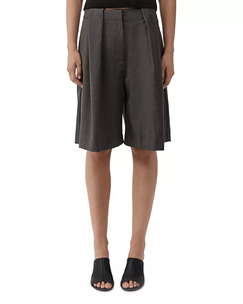 St. Agni Wool Pleat Loop Shorts
