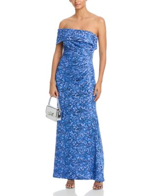 One Shoulder Long Dress with Side Tucks