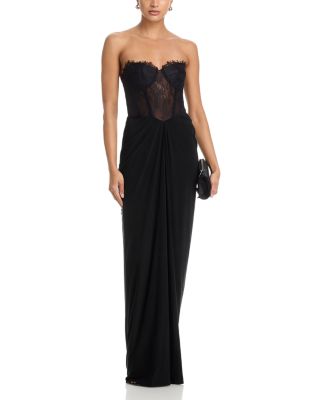 Lace Jersey Floor Sweeping Gown