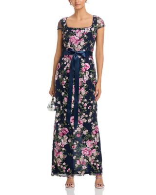 Cascading Floral Column Gown