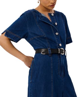 Petite Denim Button Front Jumpsuit
