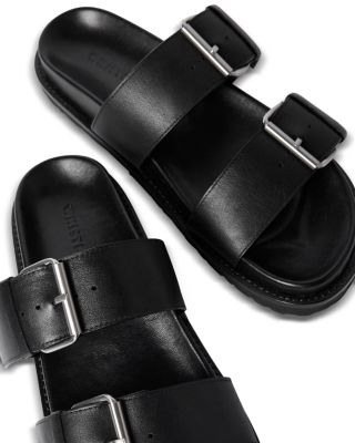 Leather Double Buckle Slides