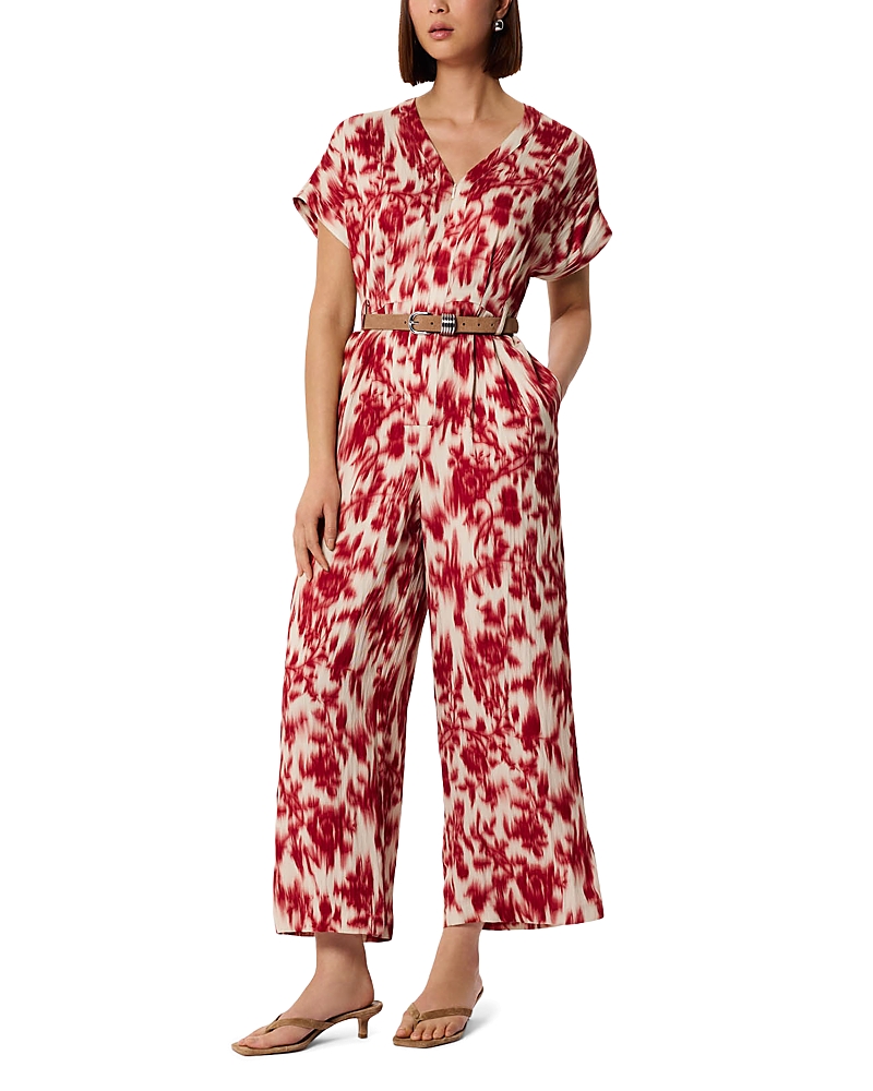 Whistles Blurred Floral Belted Jumpsuit