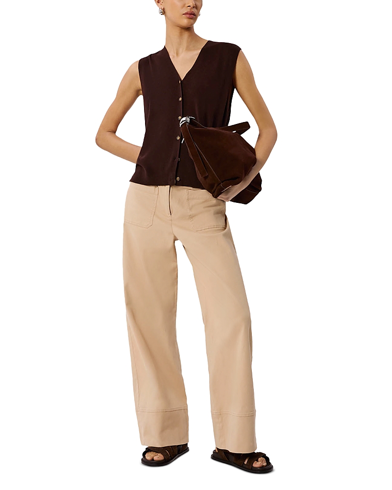 Whistles V Neck Button Front Knit Tank Top