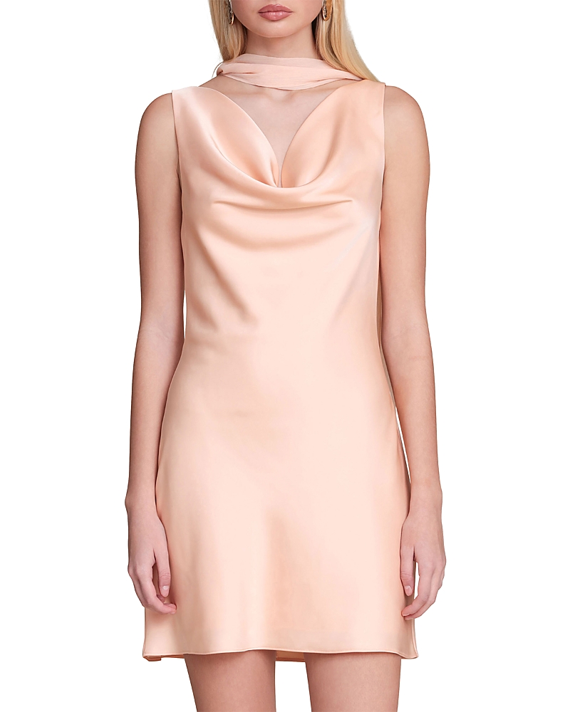Avec Les Filles Floral Satin Scarf Tie Mini Dress