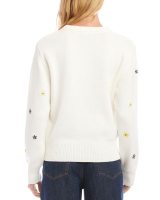 Embroidered Daisy Crewneck Sweater