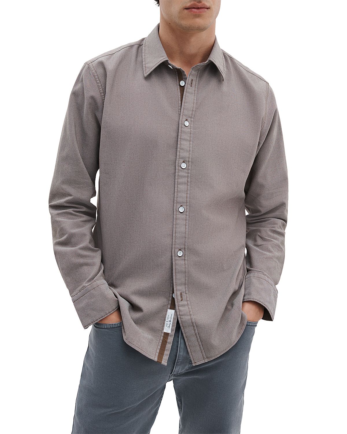 rag & bone Tomlin Stretch Dobby Button Front Shirt