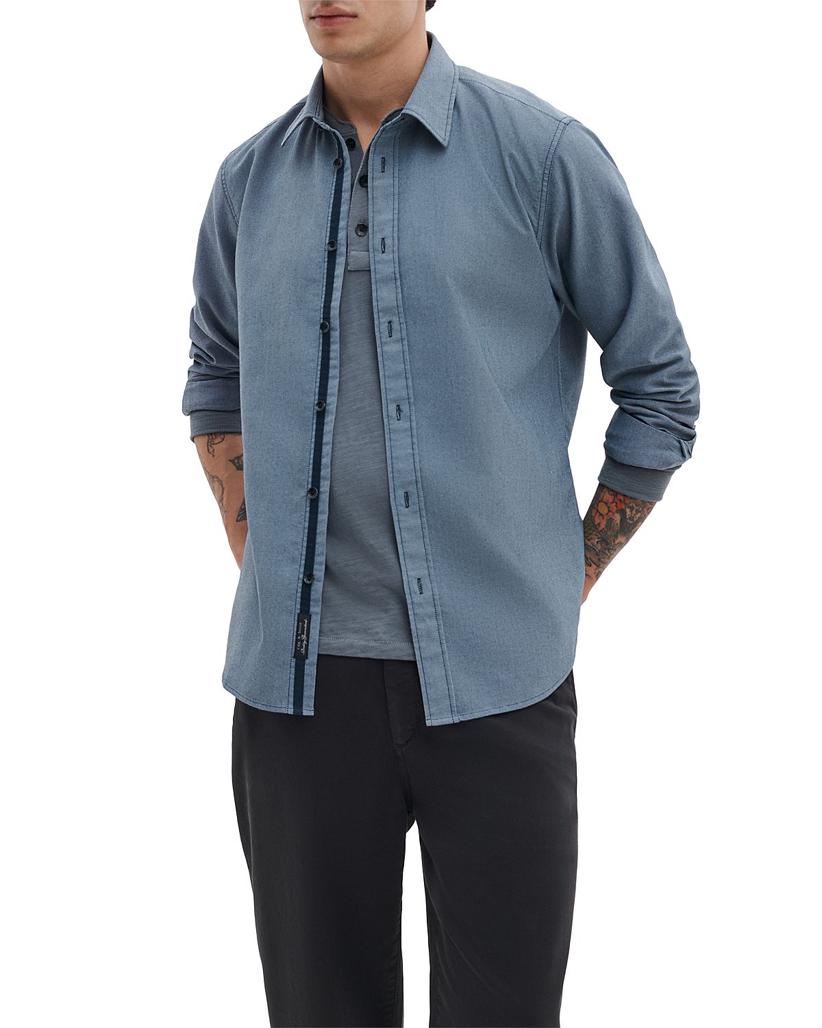 rag & bone Tomlin Stretch Dobby Button Front Shirt