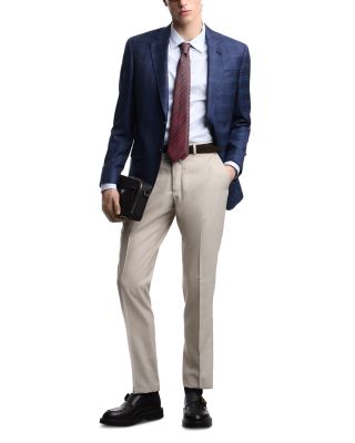 Wool, Silk & Linen Flat Front Trousers