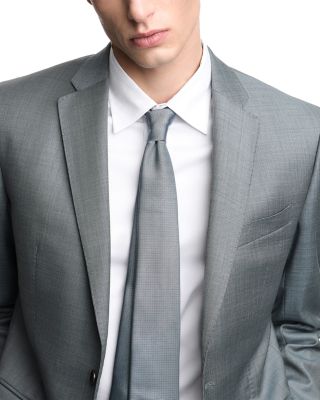 M Line Slim Fit Single Breasted Notch Lapel Suit in Sharkskin Wool