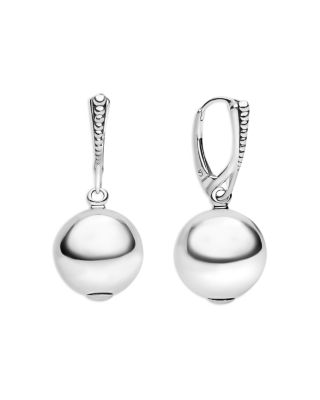 Sterling Silver Caviar Bubbly Beaded Sphere Drop Earrings