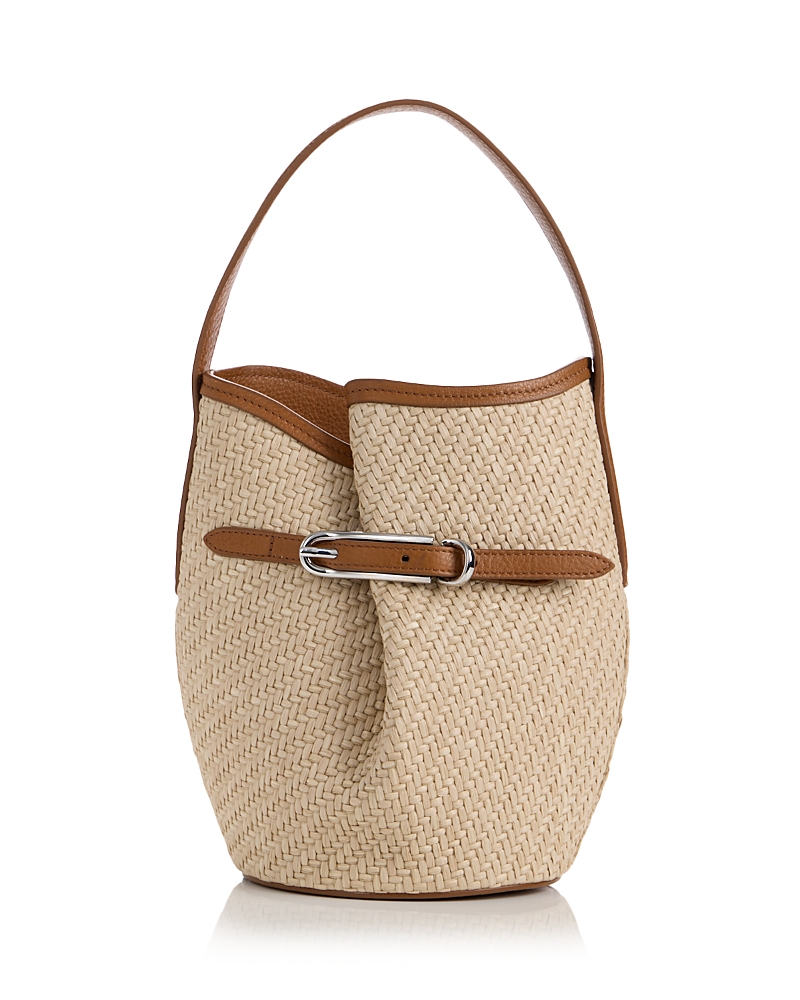 Liffner Belted Mini Raffia Bucket Bag
