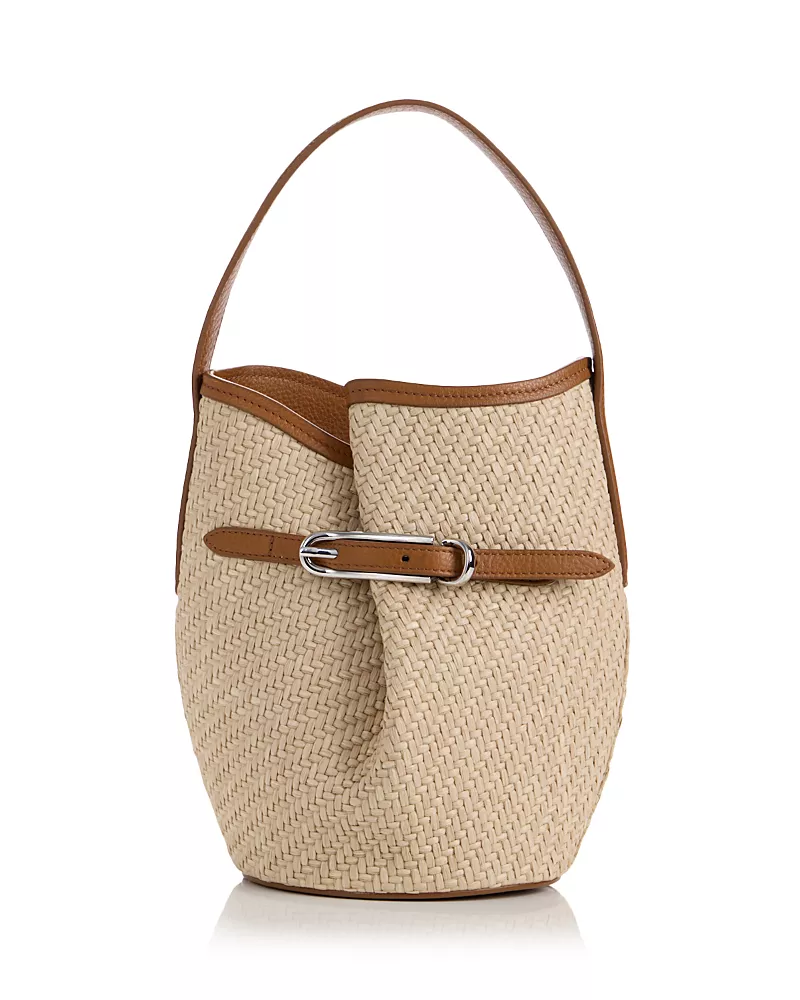 Liffner Belted Mini Raffia Bucket Bag
