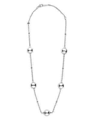 Sterling Silver Caviar Bubbly Bead Station Necklace, 18"