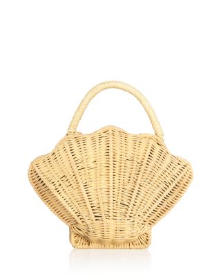 Small Shell Shaped Rattan Clutch - Exclusive 