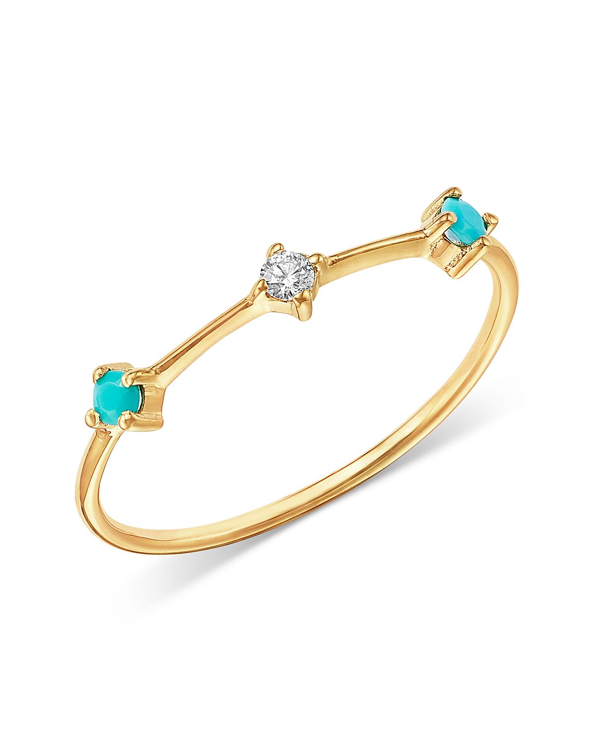 Zoe Chicco 14K Yellow Gold Turquoise Gemstones Turquoise & Diamond Dash Ring
