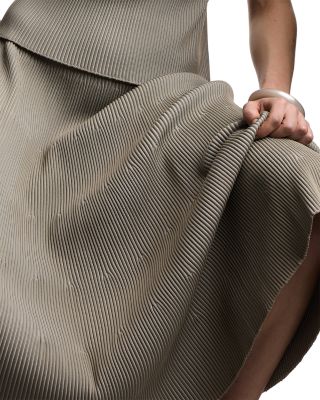 Bicolor Ribbed Midi Skirt