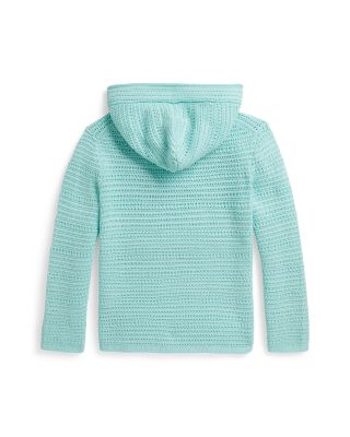 Girls' Crocheted Cotton Hooded Sweater - Little Kid, Big Kid