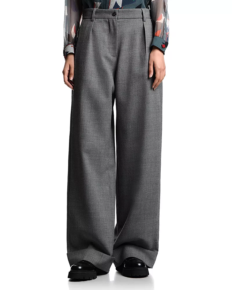 Emporio Armani Mouline Crepe Wool Trousers