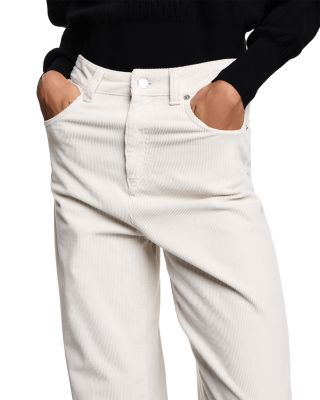 High Rise Wide Leg Garment Dyed Corduroy Jeans in Putty