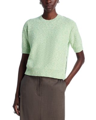 Cropped Tweed Short Sleeve Sweater