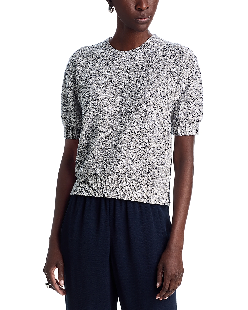 Theory Cropped Tweed Short Sleeve Sweater