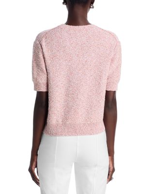 Cropped Tweed Short Sleeve Sweater