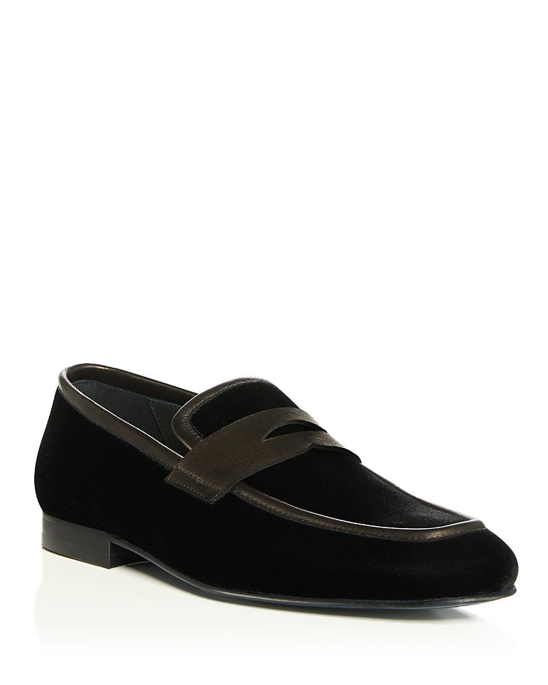 Stuart Weitzman Men's Dino Velvet & Leather Penny Loafers
