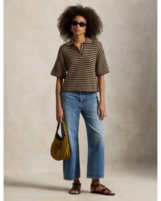 Striped Knit Polo Shirt