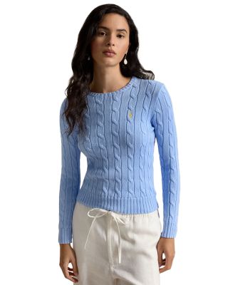 Cable Knit Cotton Crewneck Sweater