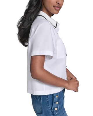 Crochet Collar Shirt