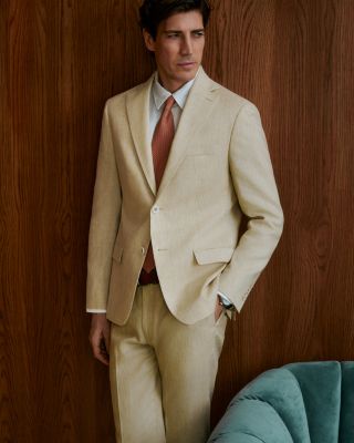 D&eacute;lav&eacute; Linen Slim Fit Suit Pants