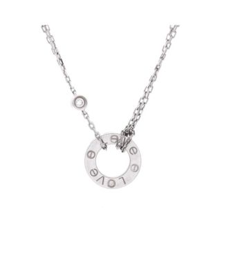  2 Diamonds Love Pendant Necklace 18K White Gold with Diamonds, 16.25"