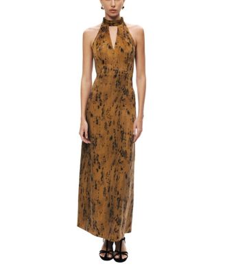 Printed Halter-Neck Maxi Dress
